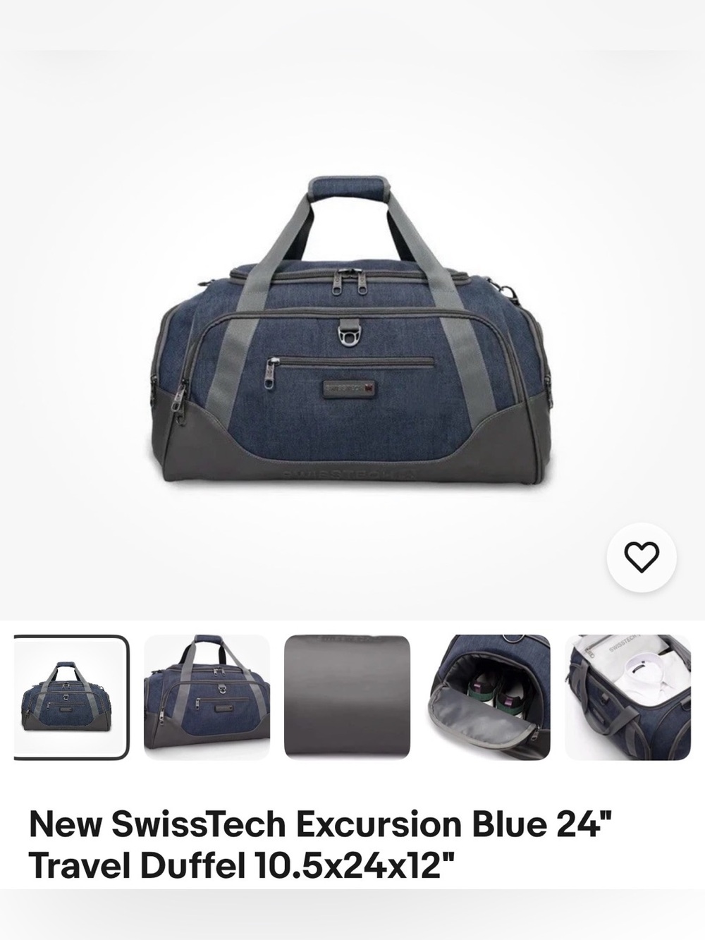 Swiss Tech Navy and Gray Travel Duffel Bag